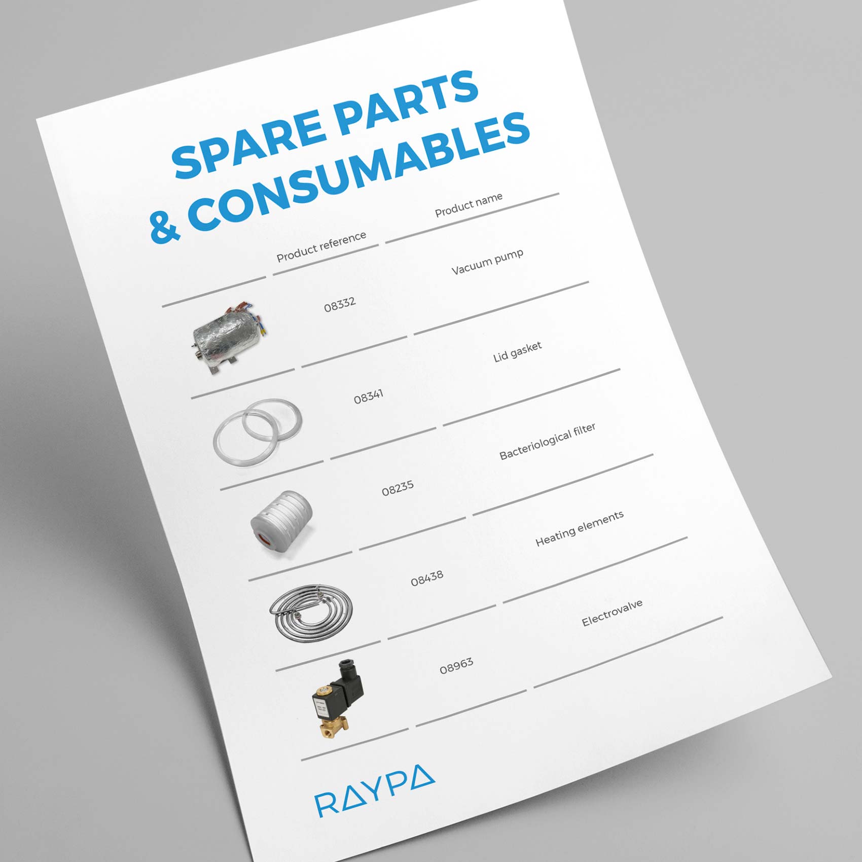 SPAREPARTS CONSUMABLES accesorio autoclave RAYPA